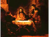 `The Meal in Emmaus` by Rembrandt. Panel, 1648. Paris, The Louvre.